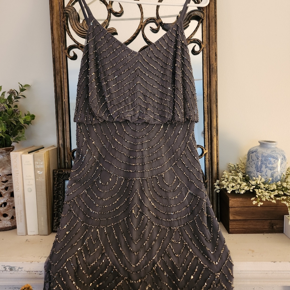 Adrianna Papell Mini Beaded Dress Size 8 NWT